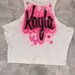 Custom Airbrush White Ribbed Crop Tank Top, Personalized Name Crop Tank, Racerback White Womens Tank 