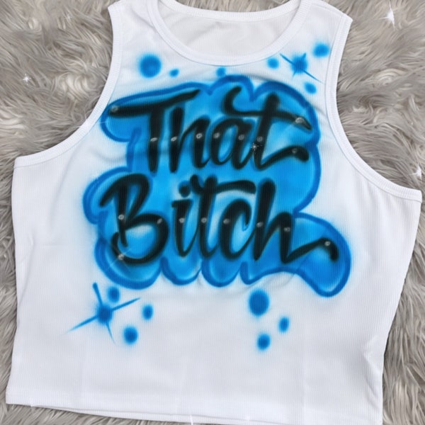 Custom  Airbrush Crop Top, Personalized Name Crop Top, 90s freaknik outfit for woman