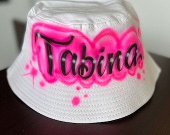Custom Airbrush Bucket Hat Personalized Name Hat Hot Fun Summer Beach Vacation Getaway Headwear