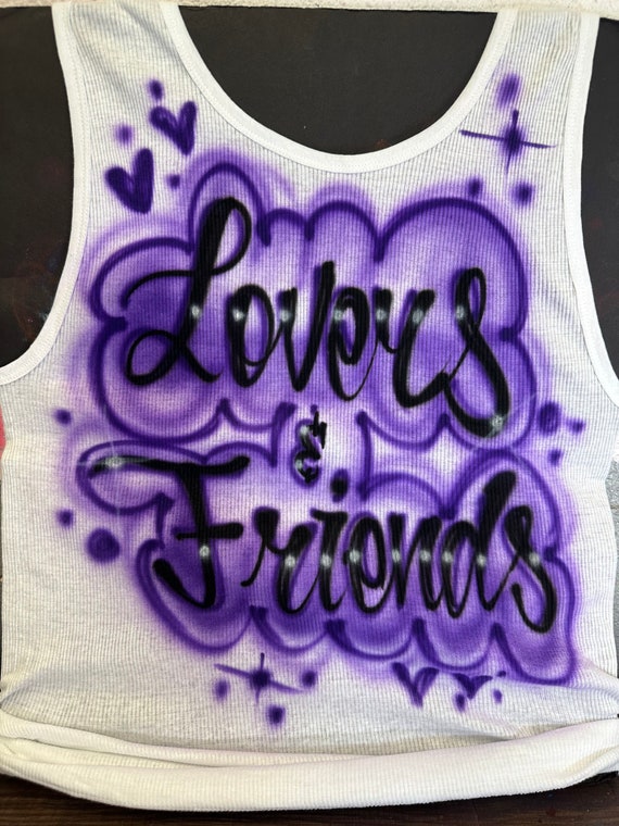 Custom Airbrush White Ribbed Tank Top, Personalized Name Wife
