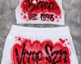 Custom Personalized Shorts Wife beater set Libra Szn outfit 90s clothing
