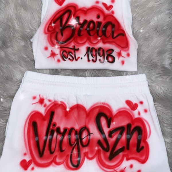 Custom Personalized Shorts Wife beater set Libra Szn outfit 90s clothing