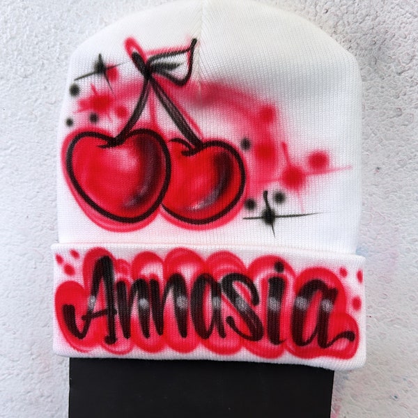 Custom Airbrush Airbrushed Beanie Hat| Personalized Name Hat|  Winter Hat