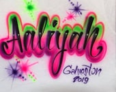 Custom Personalized Airbrush Name T shirt Tank Top Face Mask