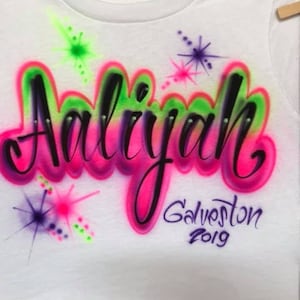 Custom  Personalized Airbrush Name  T shirt