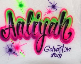 Custom  Personalized Airbrush Name  T shirt