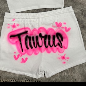 Custom  Personalized Airbrush Name Shorts / zodiac shorts / birthday outfit / festival shorts