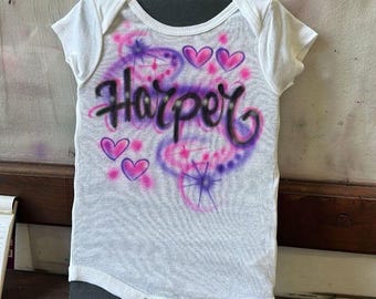 Gepersonaliseerde airbrush-naam-T-shirt voor kinderen | T-shirts voor kinderen
