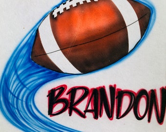 Football Custom Personalized  Airbrush Name t shirt  Sports airbrush design Coach team Gift