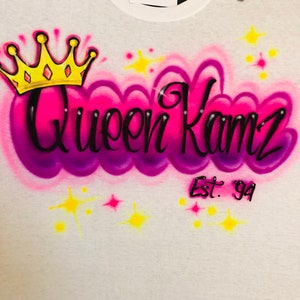 Custom Airbrush Name T shirt Personalized 90s T shirt image 6