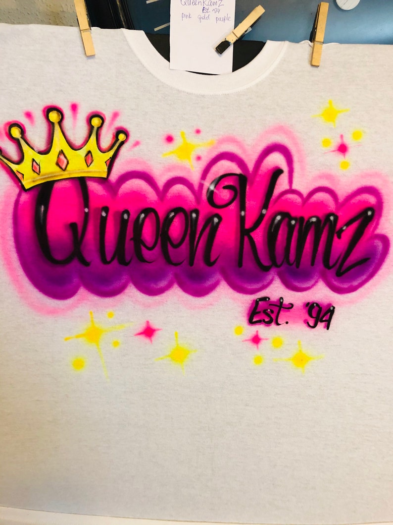 Custom Airbrush Name T shirt Personalized 90s T shirt image 6