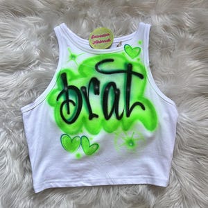 Custom Airbrush White Ribbed Crop Tank Top/ Personalized Name Crop Tank