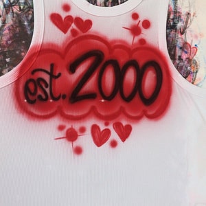 Custom Airbrush White Ribbed Crop Tank Top, Personalized Name Crop Tank, Racerback White Womens Tank image 8