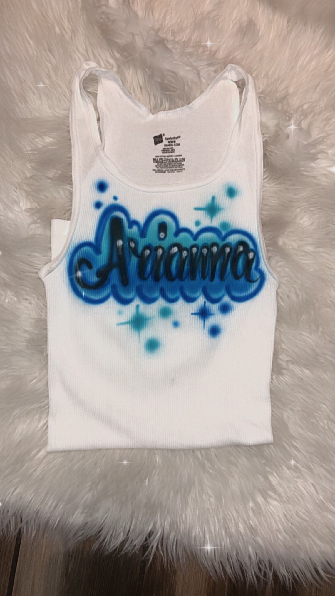 Custom Airbrush White Ribbed Tank Top Personalized Name Wife - Etsy