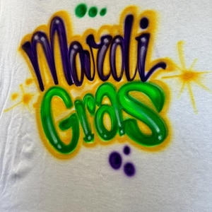 Custom Airbrush White CropTop| Mardi Gras Crop Top| Personalized Name Crop Top| Racerback White Crop Tank