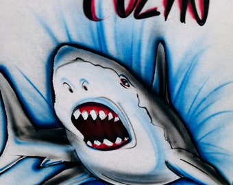 Airbrush Shark t shirt, Shark , Shark airbrush , kids, birthday