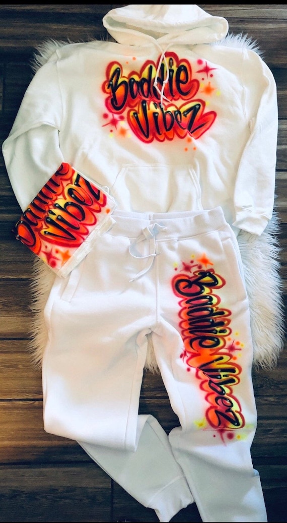 Custom Airbrush Name 3 Piece Set Personalized Hoodie Sweatpants