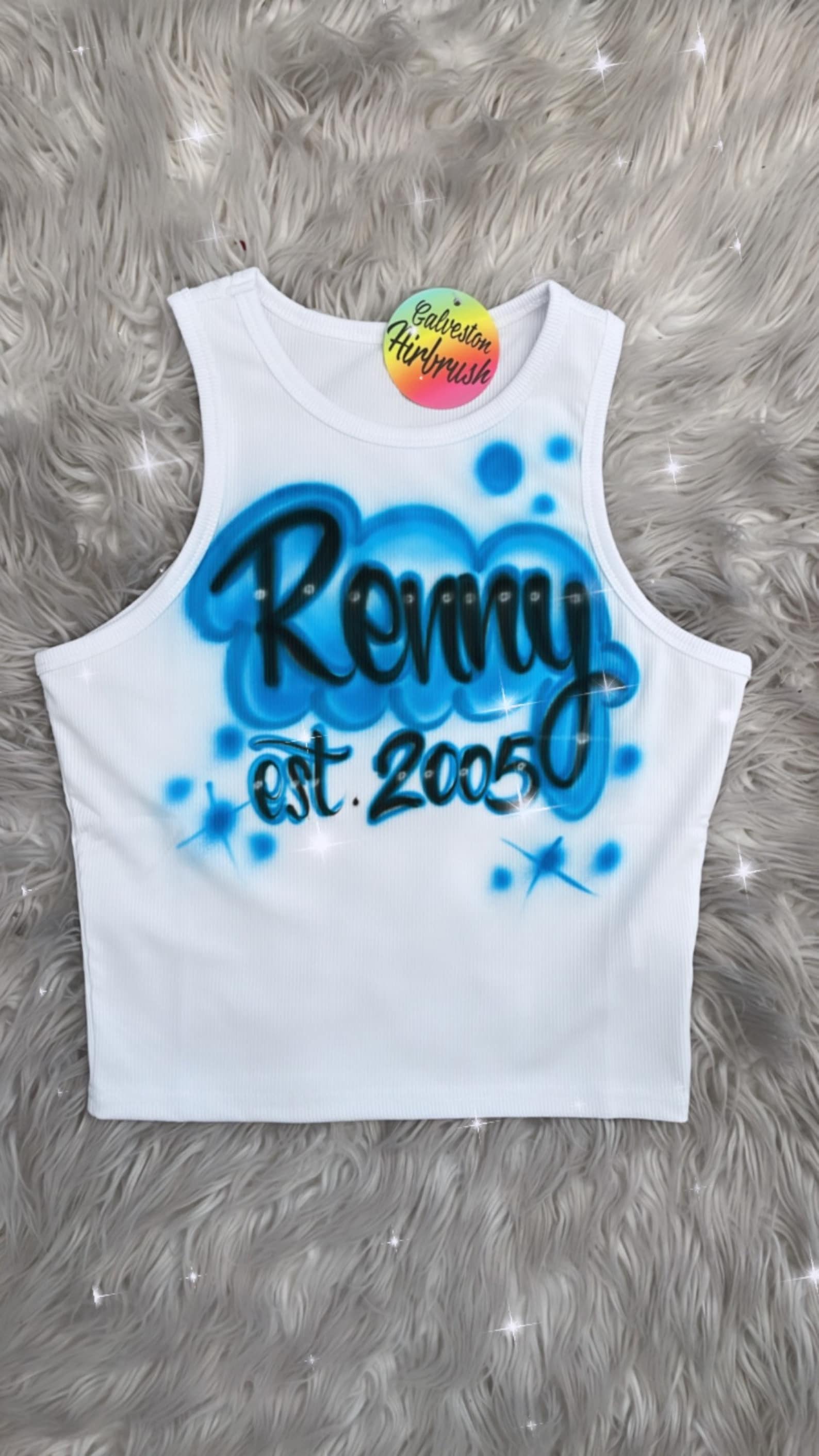 Custom Airbrush Crop Top, Personalized Name Crop Top, 90s Freaknik