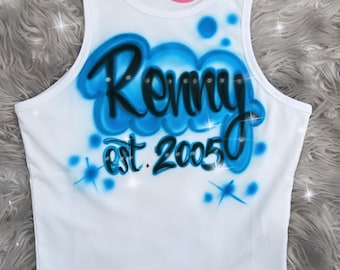 Custom  Airbrush Crop Top, Personalized Name Crop Top, 90s freaknik outfit for woman