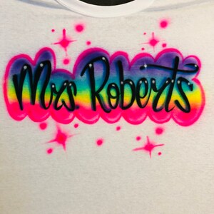 Custom Airbrush Name T shirt Personalized 90s T shirt image 4