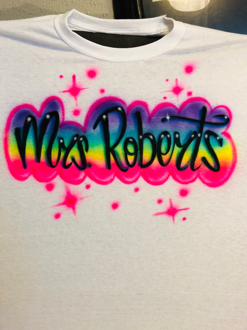 Custom Airbrush Name T shirt Personalized 90s T shirt image 4