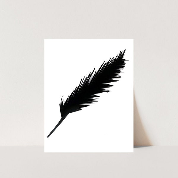 Raven-Minimalist- Feather Art Print-Hand Cut Paper-Feather Wall Art-Feather Print-Monochrome