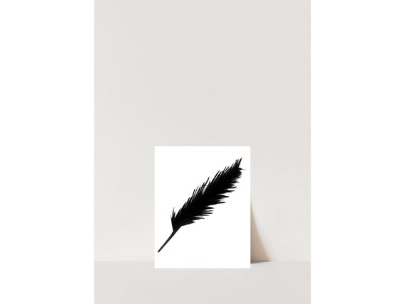 Raven-Minimalist- Feather Art Print-Hand Cut Paper-Feather Wall Art-Feather Print-Monochrome