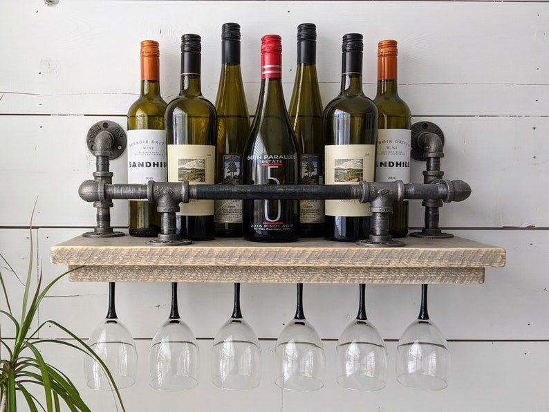 Rustic Farmhouse Wine Rack Industrial Wine Rack Urban Loft Etsy