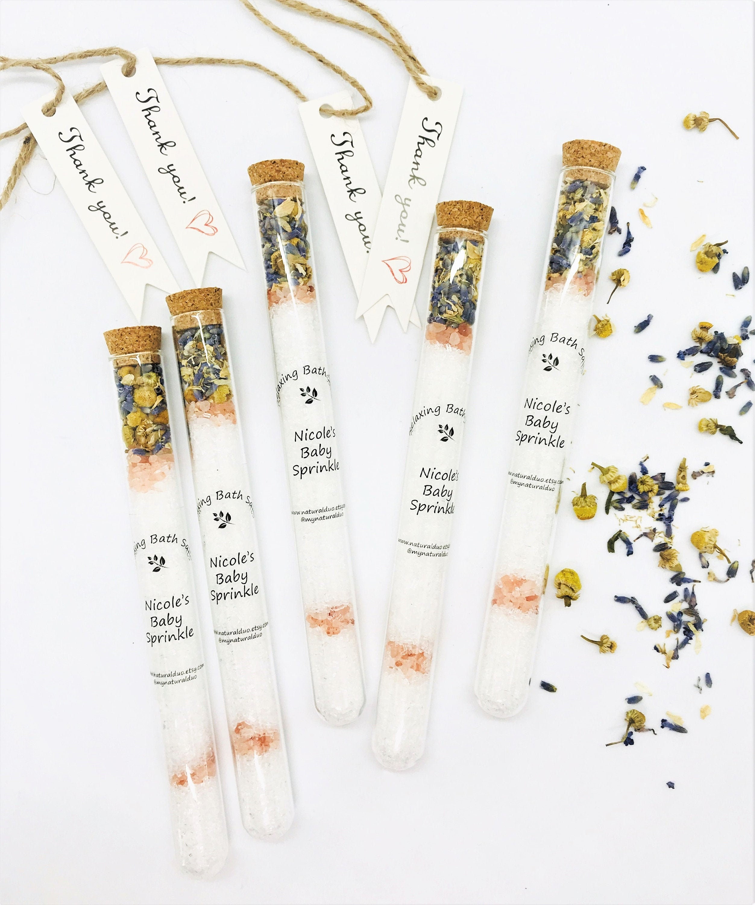 Personalised Bath Salts favours with gift tag Wedding Favour Etsy