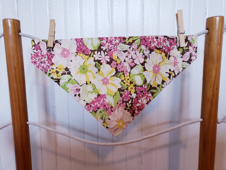 Spring Floral Over the Collar Dog Bandana Large 