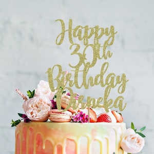 Topper personnalisé de gâteau de joyeux anniversaire, topper de gâteau d’anniversaire de scintillement, topper de gâteau d’anniversaire, topper de gâteau de joyeux anniversaire de client