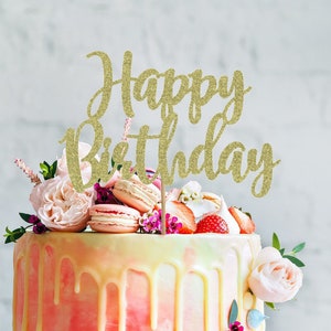 Happy Birthday Cake Topper Glitter Birthday Cake Topper - Etsy