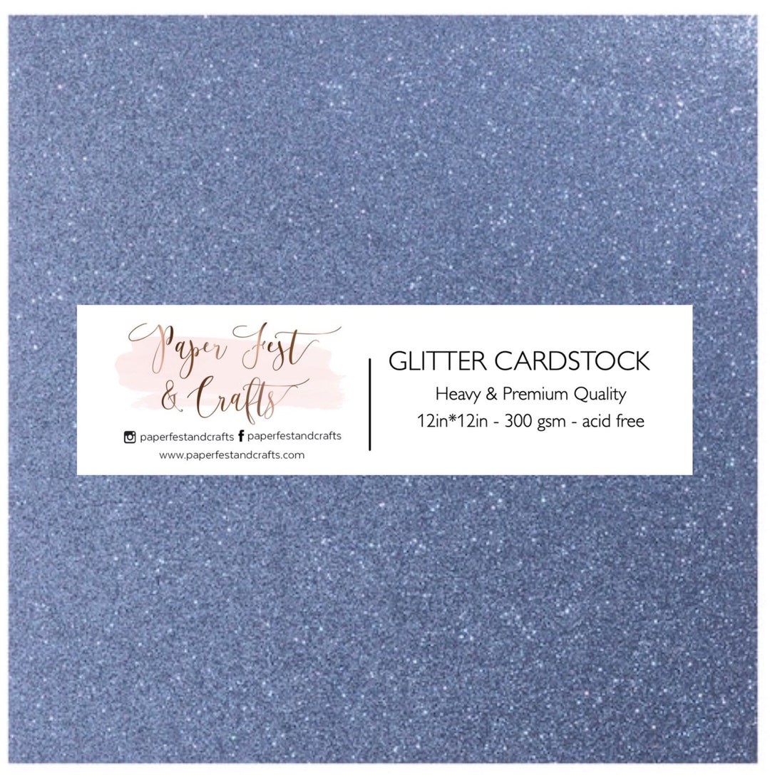 12x12 Sky Blue Glitter Cardstock, 300gsm Cardstock, Premium Glitter