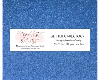 12x12 Blue Glitter Cardstock, 300gsm Cardstock, Premium Glitter Cardstock, Paper for Crafts