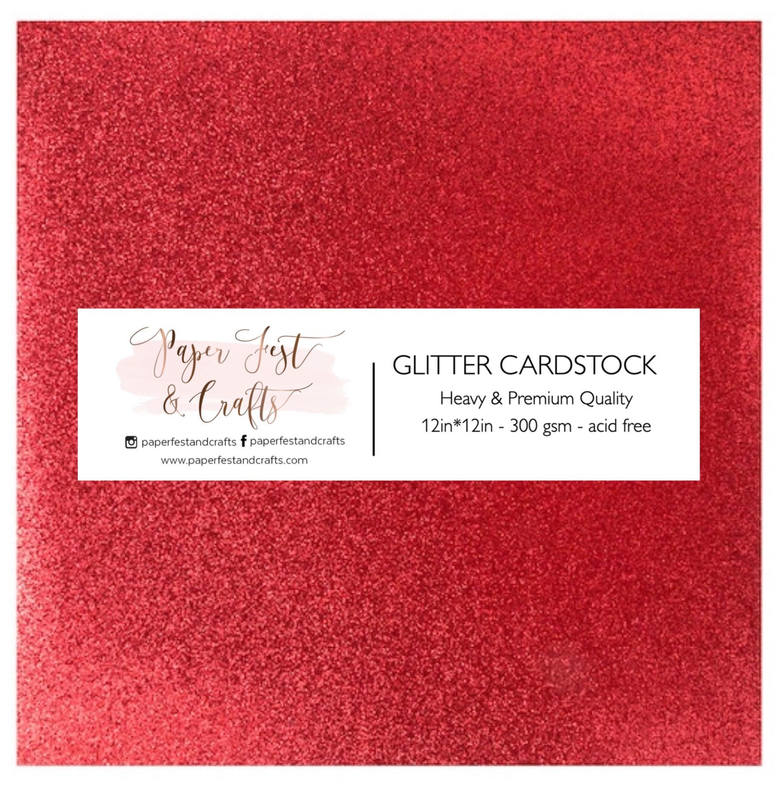 12x12 Red Glitter Cardstock, 300gsm Cardstock, Premium Glitter Cardstock,  Paper for Crafts 