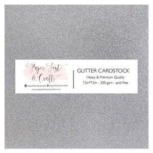 12x12 Silver Glitter Cardstock, 300gsm Cardstock, Premium Glitter Cardstock, Paper for Crafts