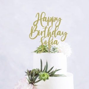 Personalized Happy Birthday Cake Topper, glitter birthday cake topper, Birthday cake topper, Customer happy birthday cake topper image 2