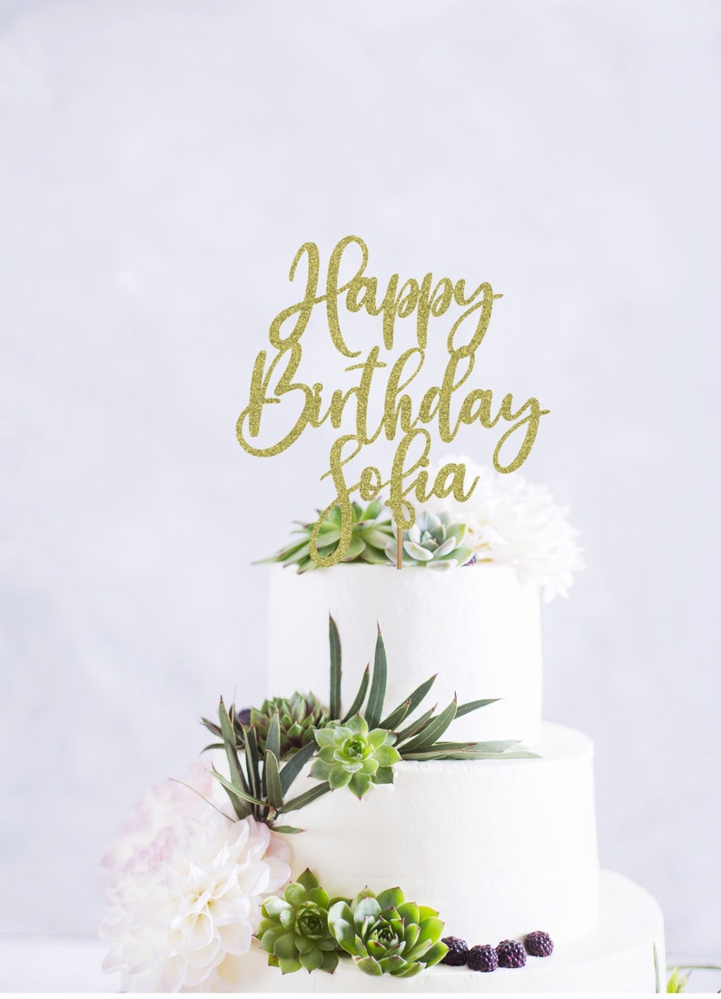 Personalized Happy Birthday Cake Topper, glitter birthday cake topper, Birthday cake topper, Customer happy birthday cake topper image 2