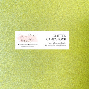 12x12 Neon Lemon Green Glitter Cardstock, 300gsm Cardstock Paper, Premium Glitter Cardstock Paper, Paper for Crafts, Neon Lemon GreenPaper