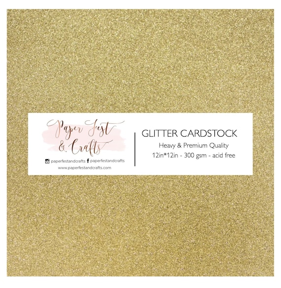 12x12 Gold Glitter Cardstock, 300gsm Cardstock, Premium Glitter Cardstock,  Paper for Crafts 