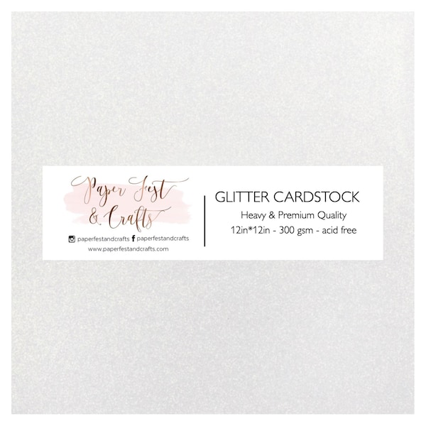 12x12 White Glitter Cardstock, 300gsm Cardstock, Premium Glitter Cardstock, Paper for Crafts