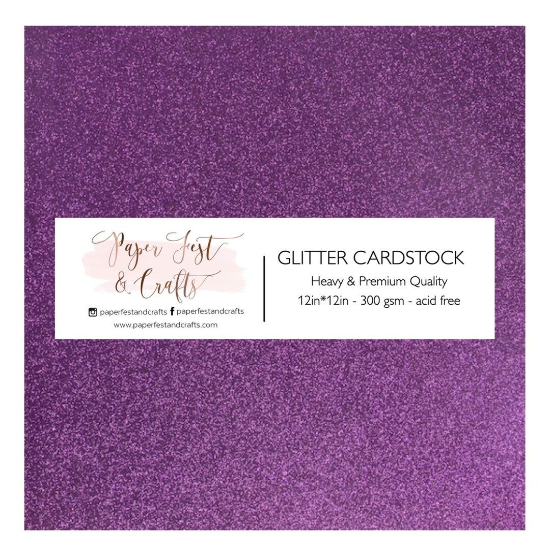 12x12 Purple Glitter Cardstock, 300gsm Cardstock, Premium Glitter
