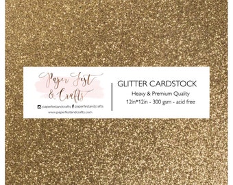 12x12 Rose Gold Glitter Cardstock, 300gsm Cardstock, Premium Glitter Cardstock, Paper for Crafts