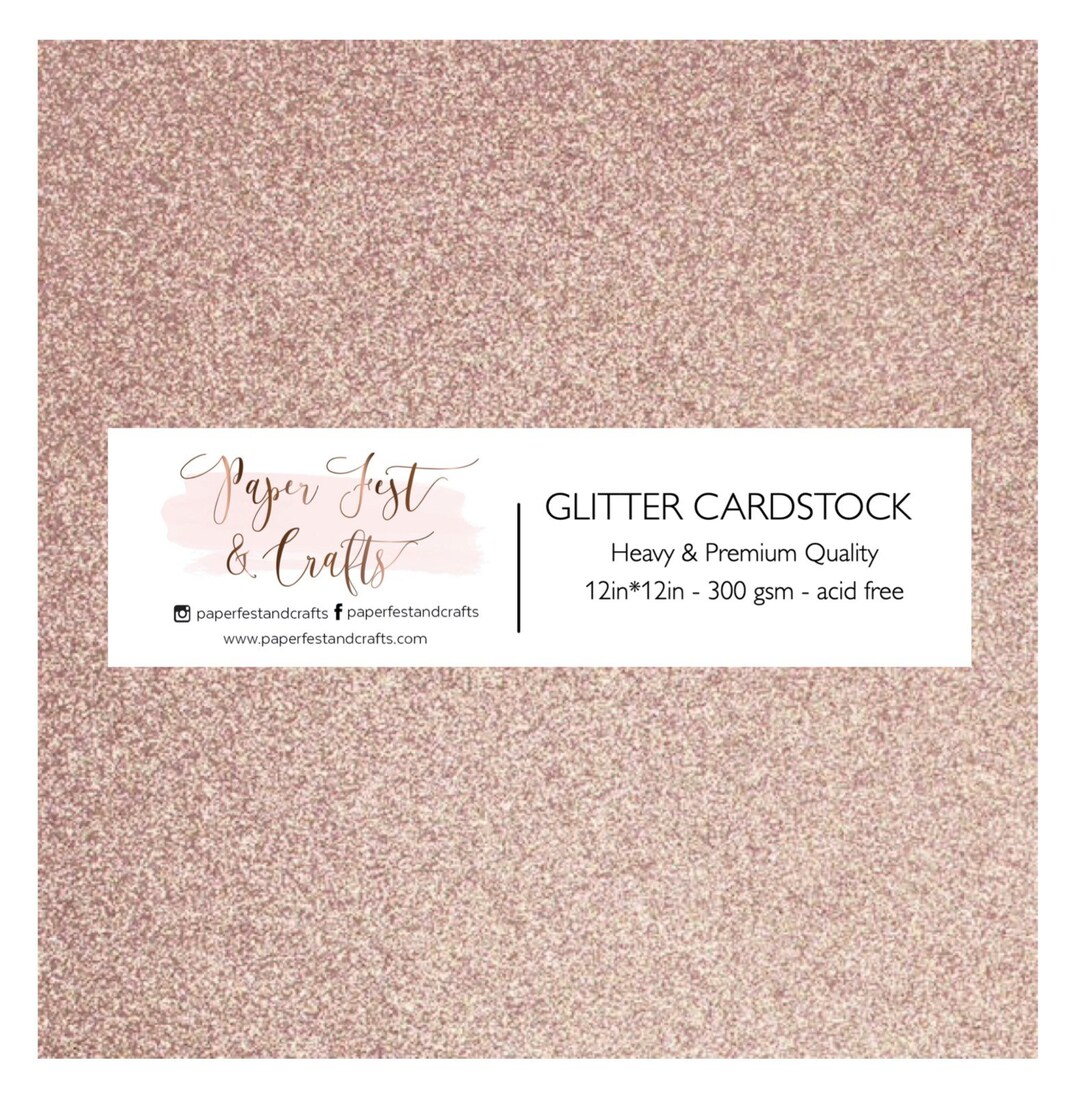 12x12 Soft Pink Glitter Cardstock, 300gsm Cardstock, Premium Glitter