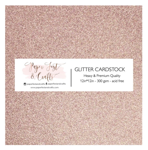 12x12 Soft Pink Glitter Cardstock, 300gsm Cardstock, Premium