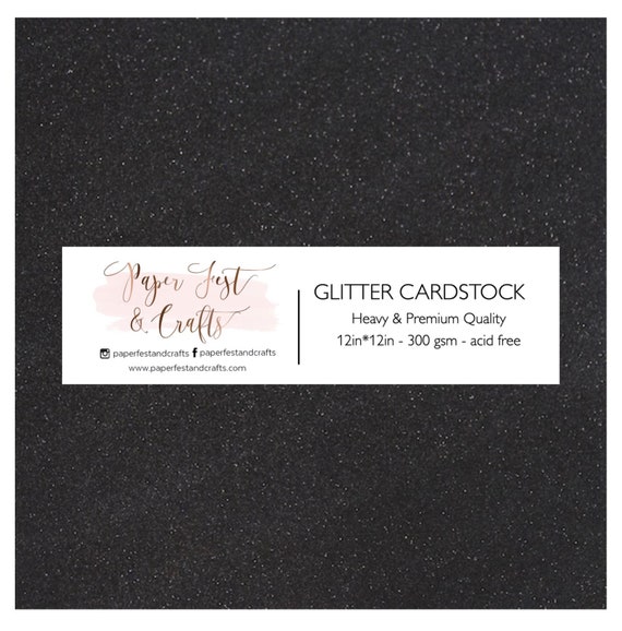 12x12 Black Glitter Cardstock, 300gsm Cardstock, Premium Glitter