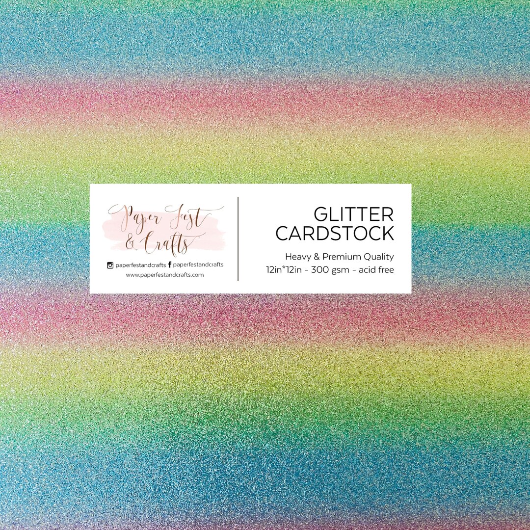 12x12 Rainbow Glitter Cardstock, 300gsm Cardstock Paper, Premium ...