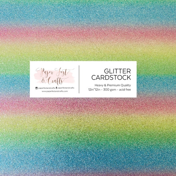 12x12 Rainbow Glitter Cardstock, 300gsm Cardstock Paper, Premium Glitter  Cardstock Paper, Paper for Crafts, Rainbow Paper 