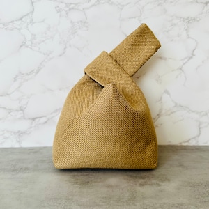 Mini bolso con nudo en Y: bolso de mano, bolso ecológico de mezcla de algodón