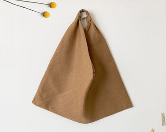 Linen Origami Bag | Eco Bag |  Market Tote | Grocery Bag | Bento Bag | Modern Bag | Shoulder Hobo Bag | Reusable Bag | Gift | Christmas